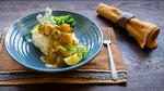 Hot Jazzed Curry With Whipped Potatoes And Broccolini